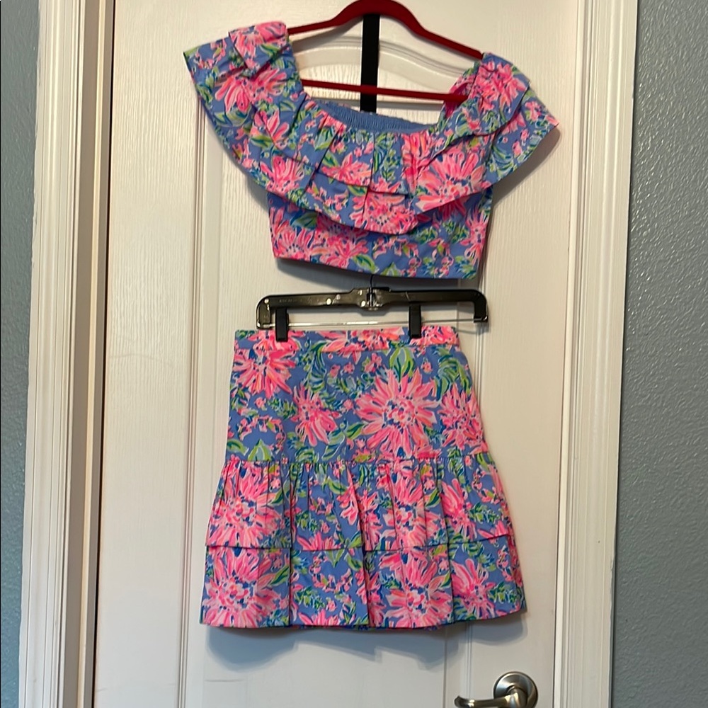 Lilly Pulitzer Pink and Blue Dress 2 piece outfit